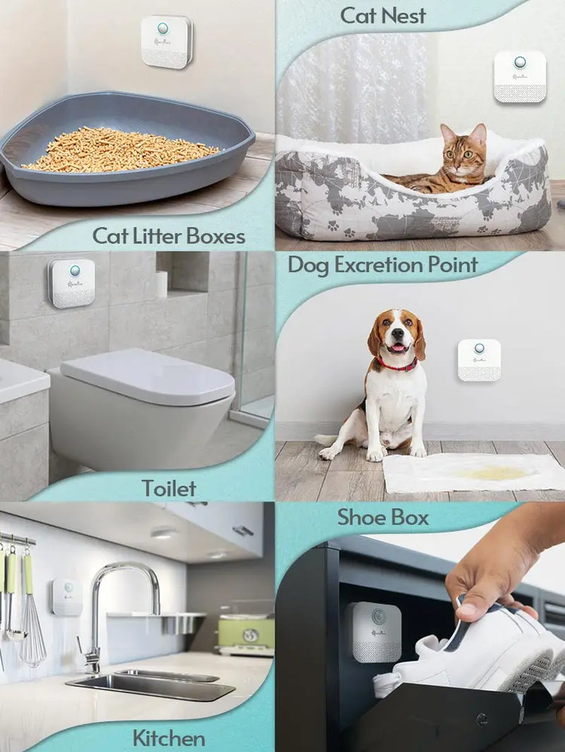Downypaws Smart Cat Litter Odor Purifier – 4000mAh Rechargeable Air Deodorizer for Pet Toilets & Litter Boxes