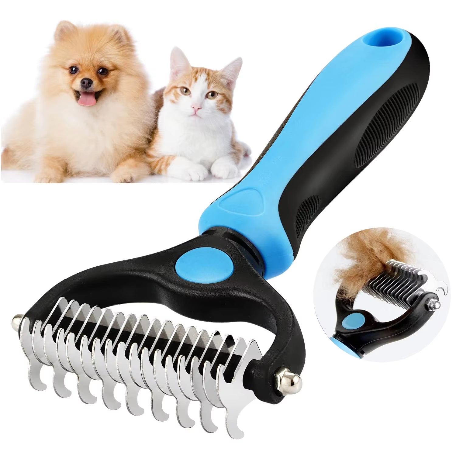 Professional Pet Deshedding Brush – Dog & Cat Grooming Tool for Shedding, Mats & Tangles