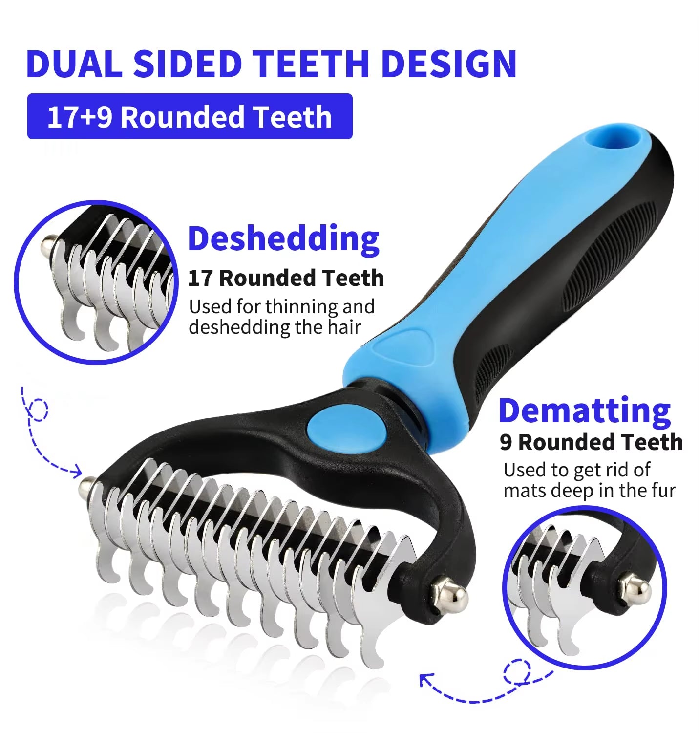 Professional Pet Deshedding Brush – Dog & Cat Grooming Tool for Shedding, Mats & Tangles