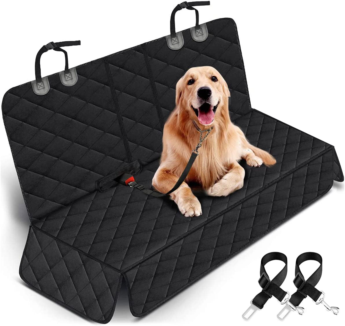Waterproof Dog Car Seat Cover – Non-Slip Back Seat Protector for Cars, Trucks & SUVs (Fits Middle Armrest – Black)
