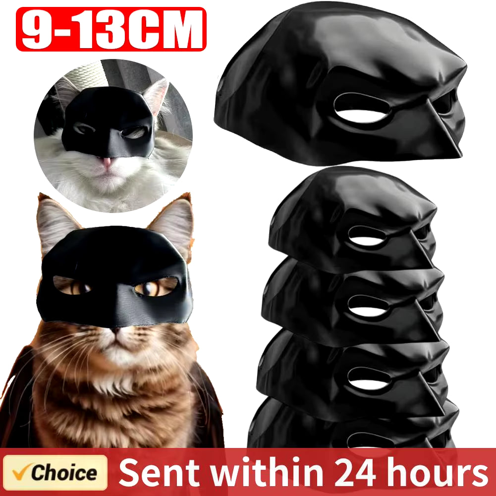 Cat Batman Mask – Matte Black Superhero Costume for Cats (9–13 cm)