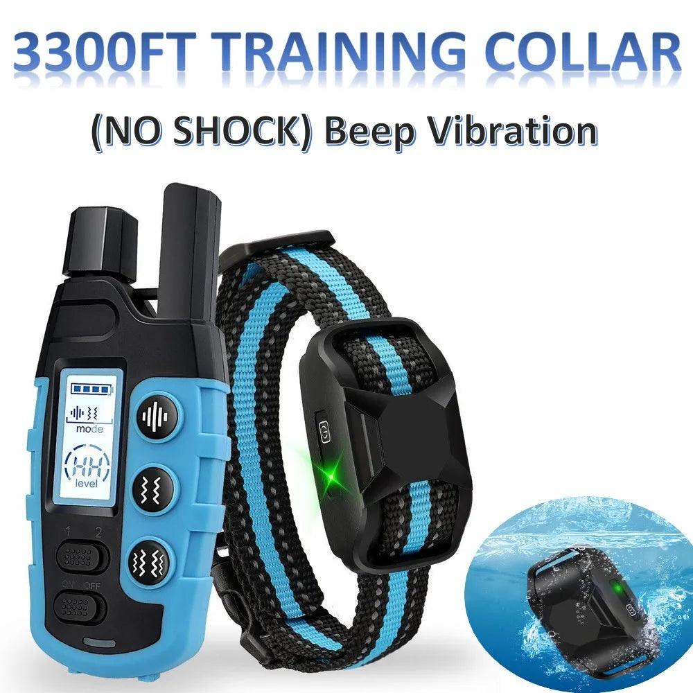 No-Shock Dog Training Collar – 3300Ft Waterproof Remote E-Collar with Beep & Vibration (Rechargeable)