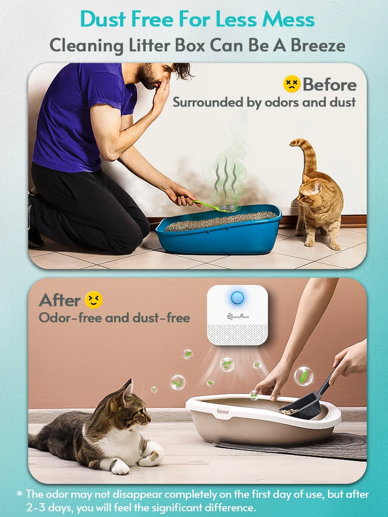 Downypaws Smart Cat Litter Odor Purifier – 4000mAh Rechargeable Air Deodorizer for Pet Toilets & Litter Boxes