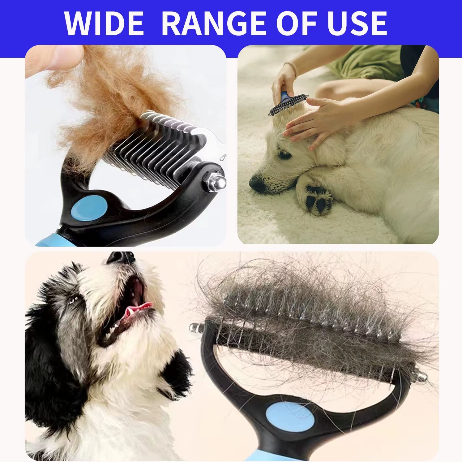 Professional Pet Deshedding Brush – Dog & Cat Grooming Tool for Shedding, Mats & Tangles