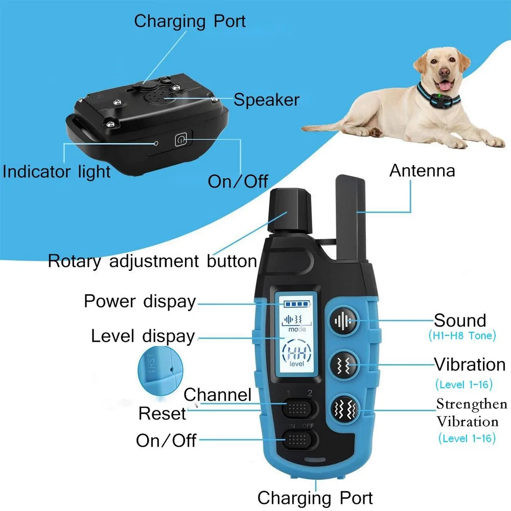 No-Shock Dog Training Collar – 3300Ft Waterproof Remote E-Collar with Beep & Vibration (Rechargeable)
