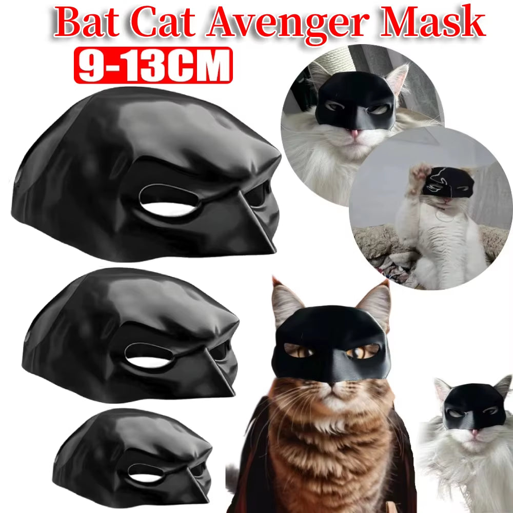 Cat Batman Mask – Matte Black Superhero Costume for Cats (9–13 cm)