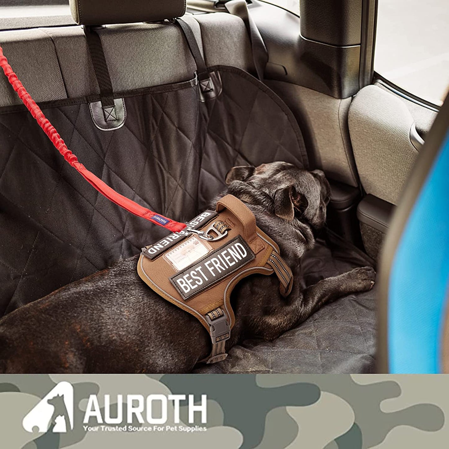 Heavy Duty Bungee Dog Leash for Large Breed Dogs, No Pull for Shock Absorption with Car Seat Belt, 2 Padded Handles 4.5Foot 6Foot Training Dog Leash Red