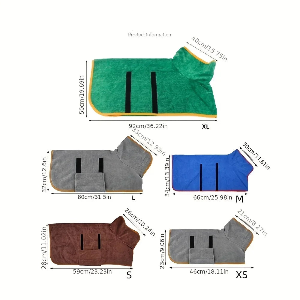 Absorbent Dog Bathrobe – Quick-Dry Full Body Towel Wrap for Dogs & Cats (All Sizes)